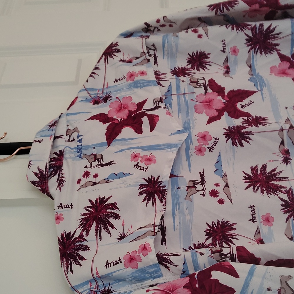 Ariat Ladies VentTEK Long Sleeve Button Up Shirt White Hawaiian Cowgirl Size XL - Picture 12 of 16